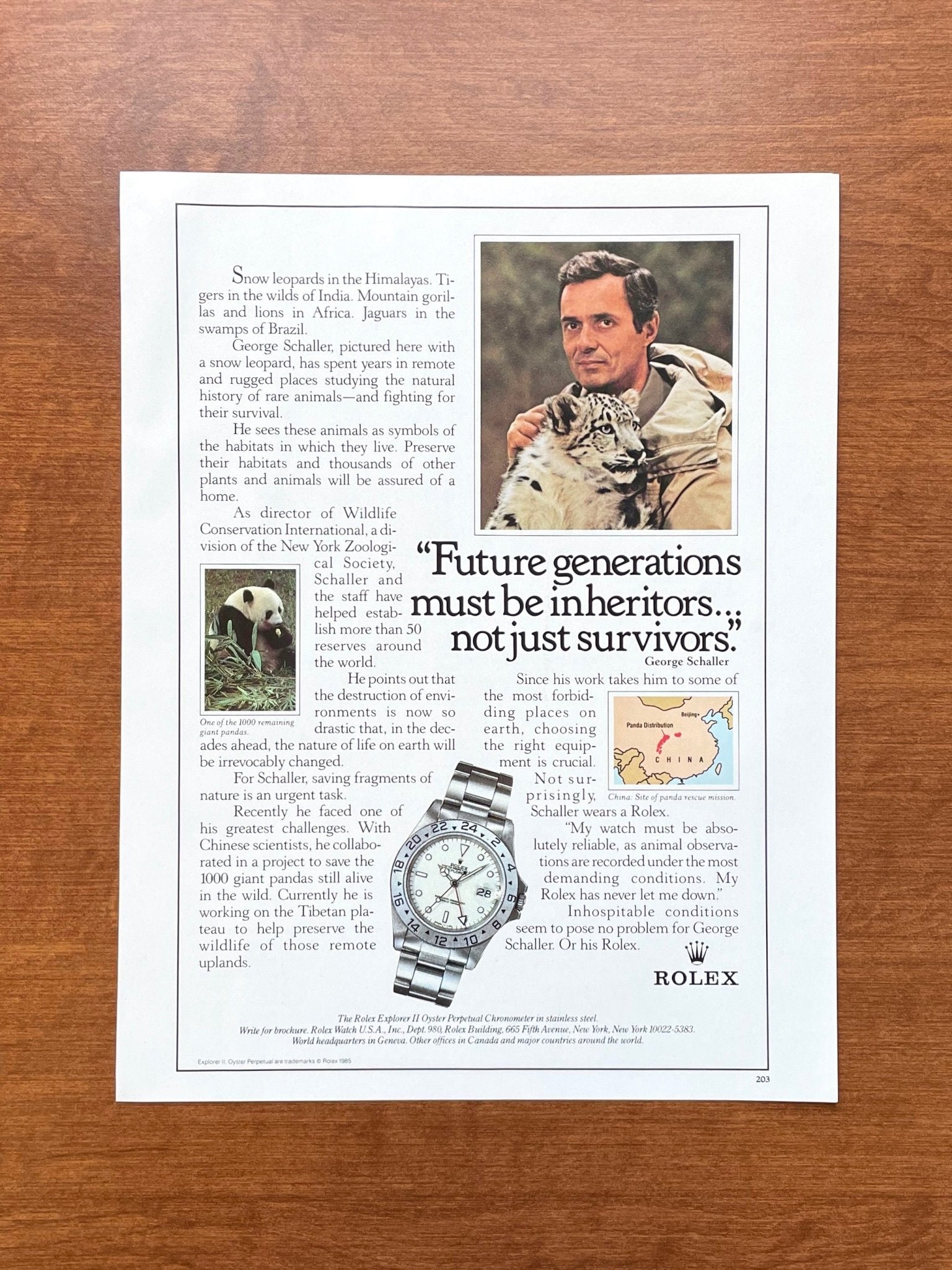 1986 Rolex Explorer II Ref. 16550 "Future generations..." Advertisement