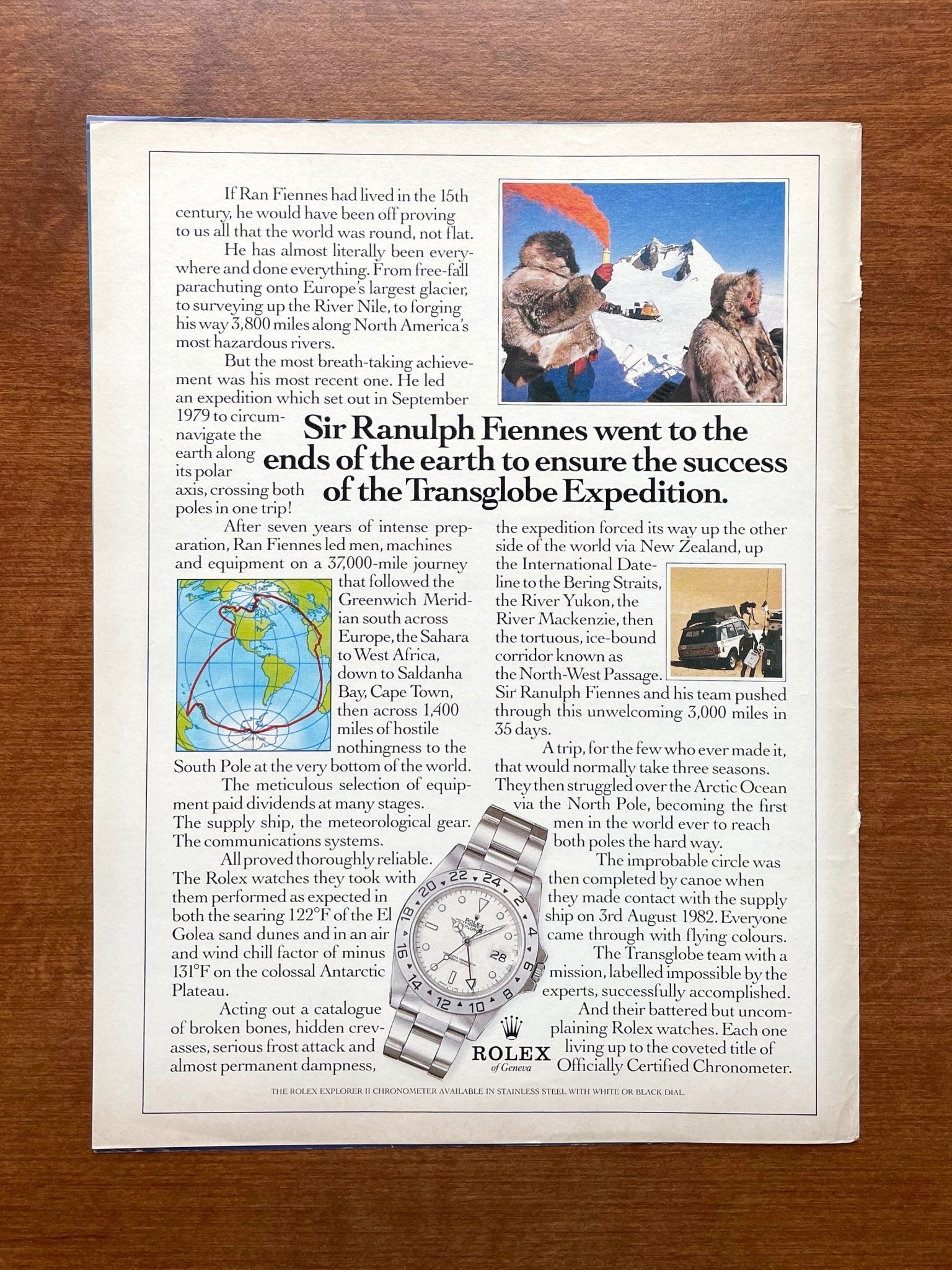 1986 Rolex Explorer II Ref. 16550 "Transglobe Expedition." Advertisement