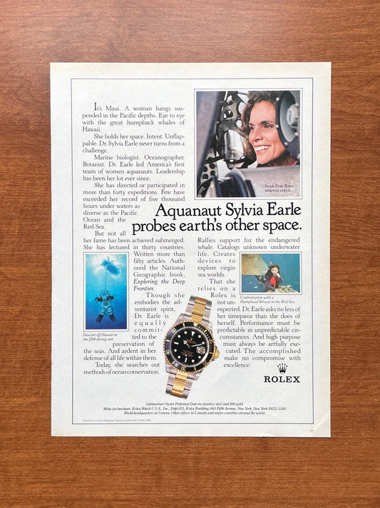 1986 Rolex Submariner Ref. 16803 feat. Sylvia Earle Advertisement