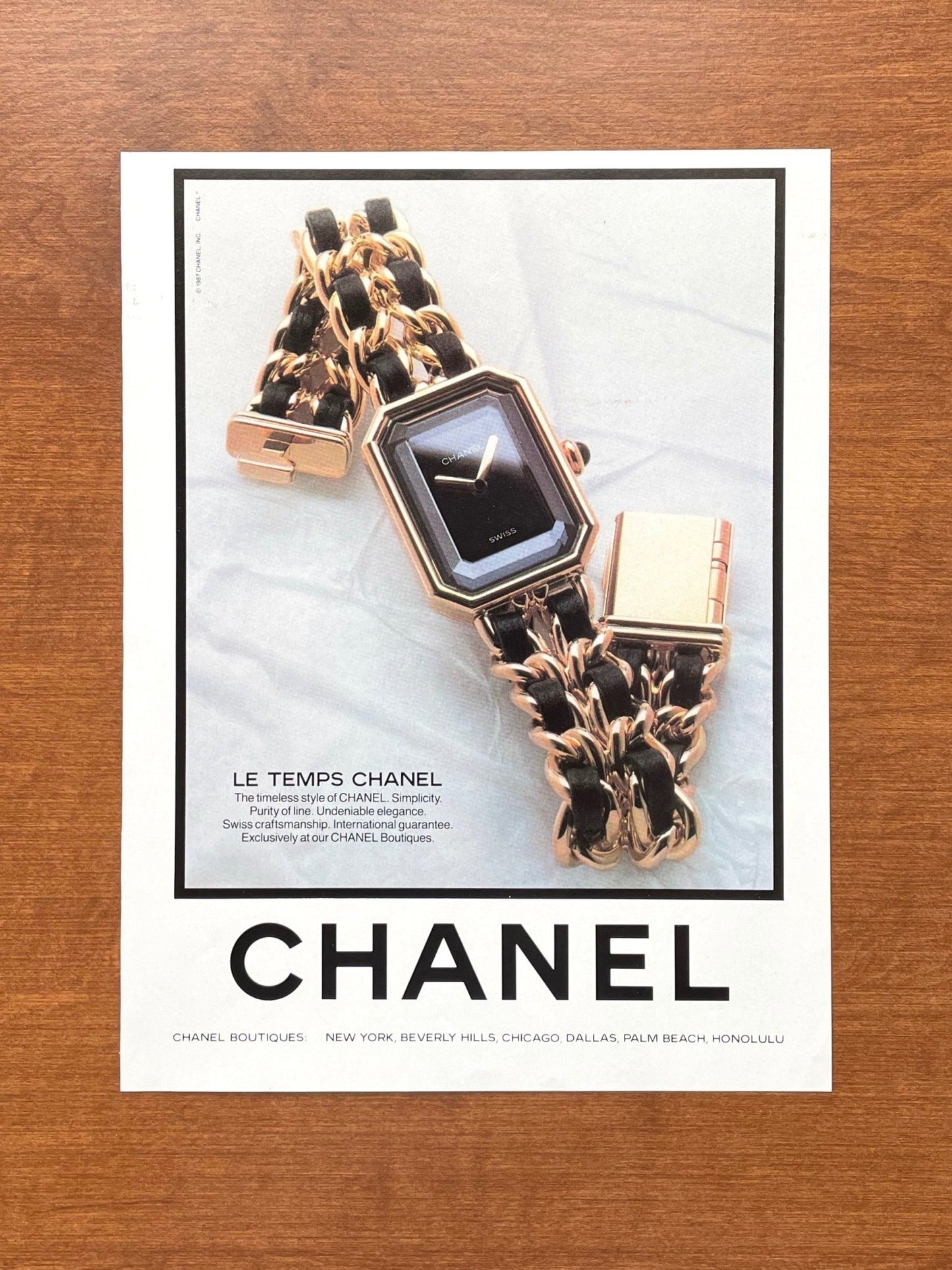 1987 Chanel Premiere Watch Advertisement