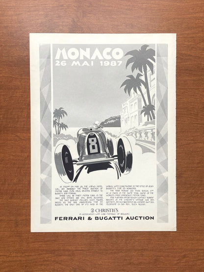 1987 Ferrari & Bugatti Auction in Monaco Advertisement