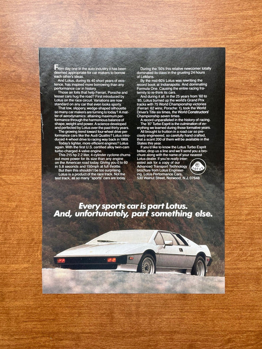 1987 Lotus Esprit Advertisement