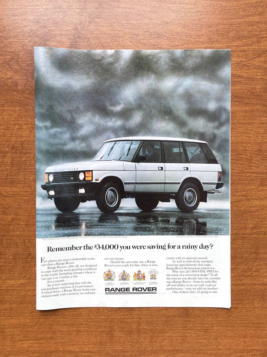 1987 Range Rover "$34,000 saving for a rainy day?" Advertisement