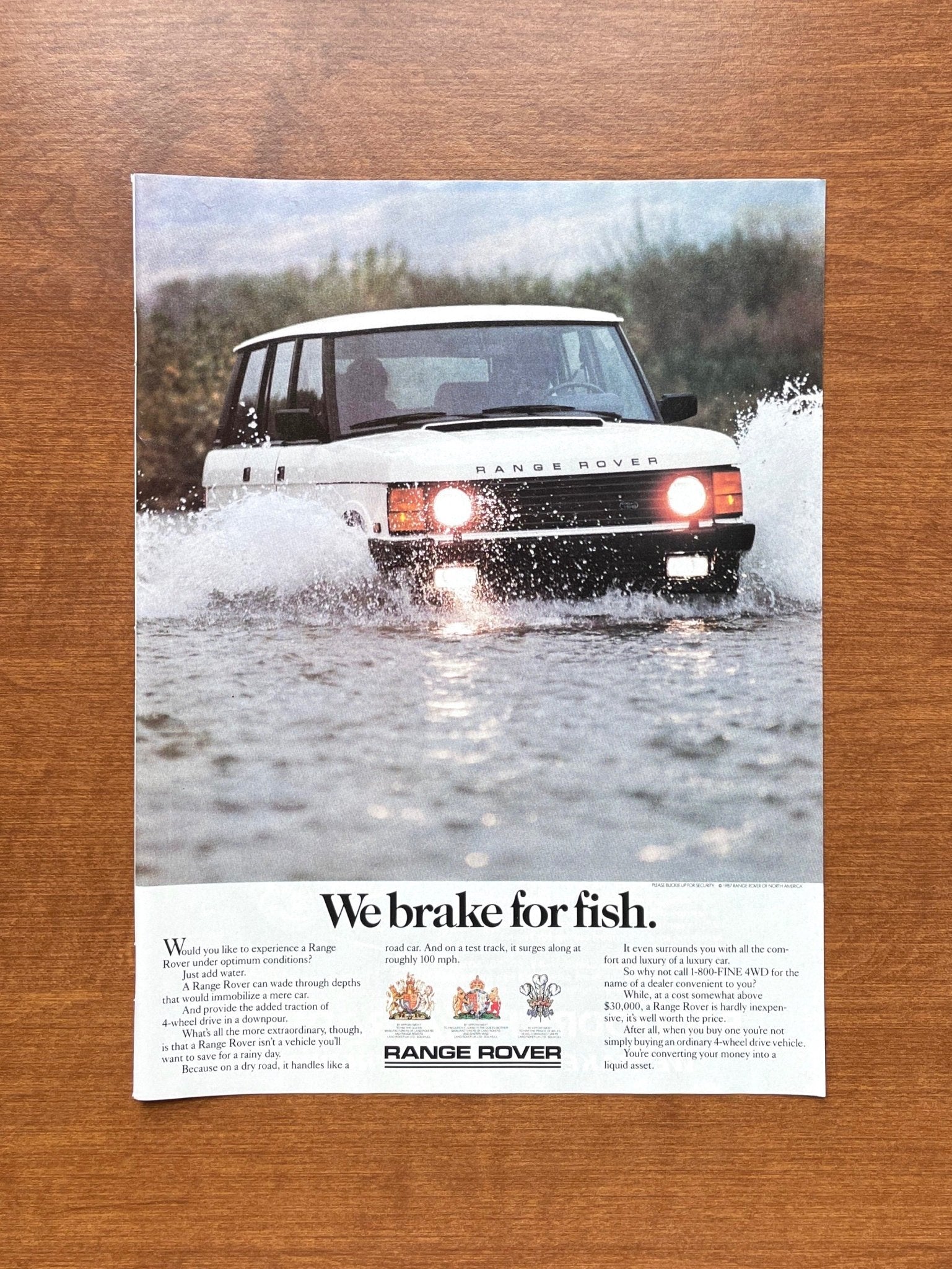 1987 Range Rover "We brake for fish." Advertisement