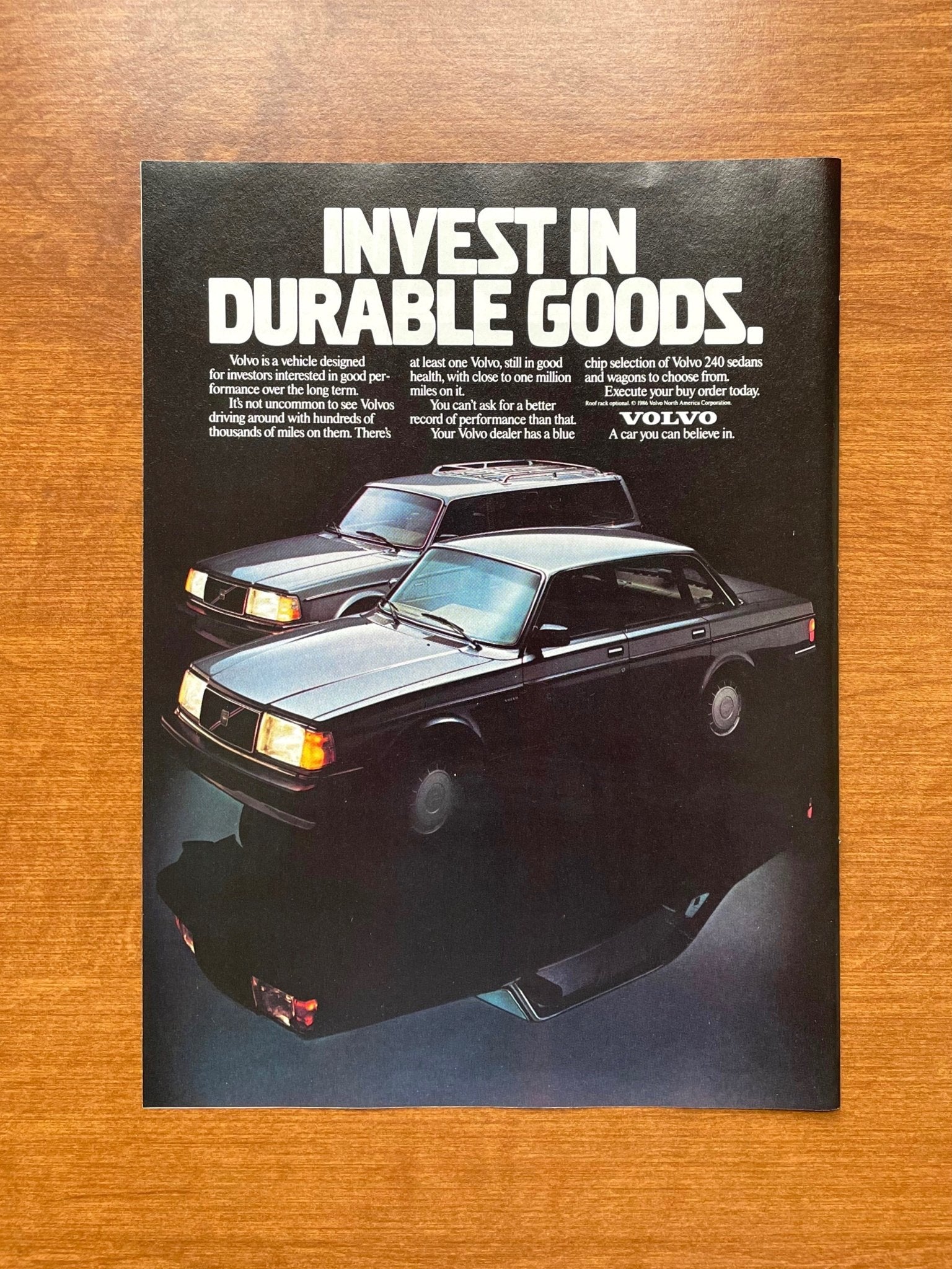 1987 Volvo 240 Sedans "Invest in Durable Goods." Advertisement