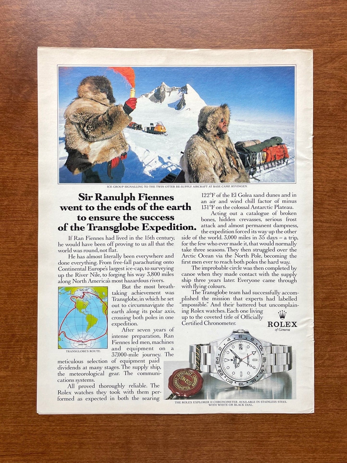 1988 Rolex Explorer II Ref. 16550 "Transglobe Expedition." Advertisement