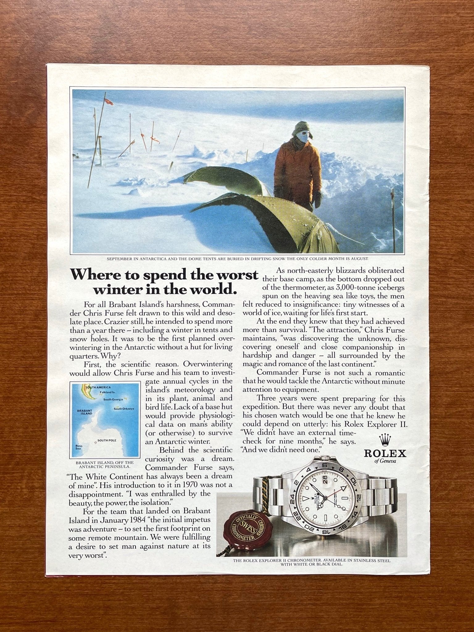 1988 Rolex Explorer II Ref. 16550 "worst winter in the world." Advertisement
