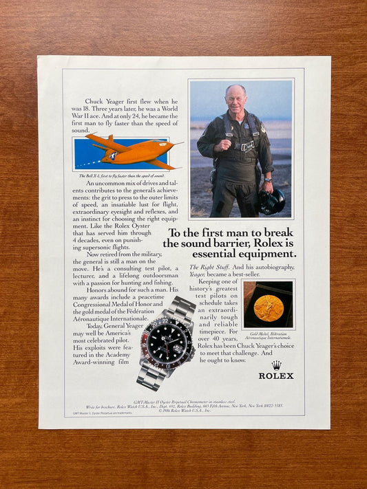 1989 Rolex GMT Master II Ref. 16760 feat. Chuck Yeager Advertisement