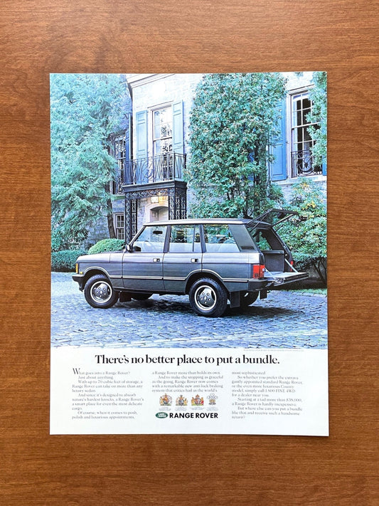 1990 Range Rover "no better place to put a bundle." Advertisement
