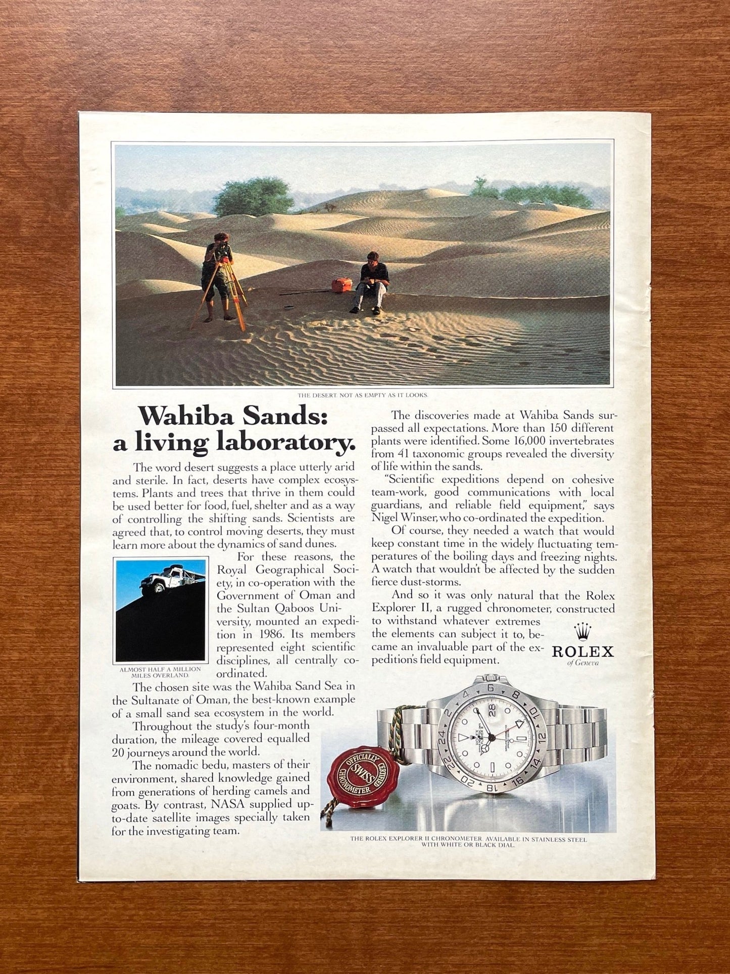 1990 Rolex Explorer II Ref. 16570 "Wahiba Sands" Advertisement