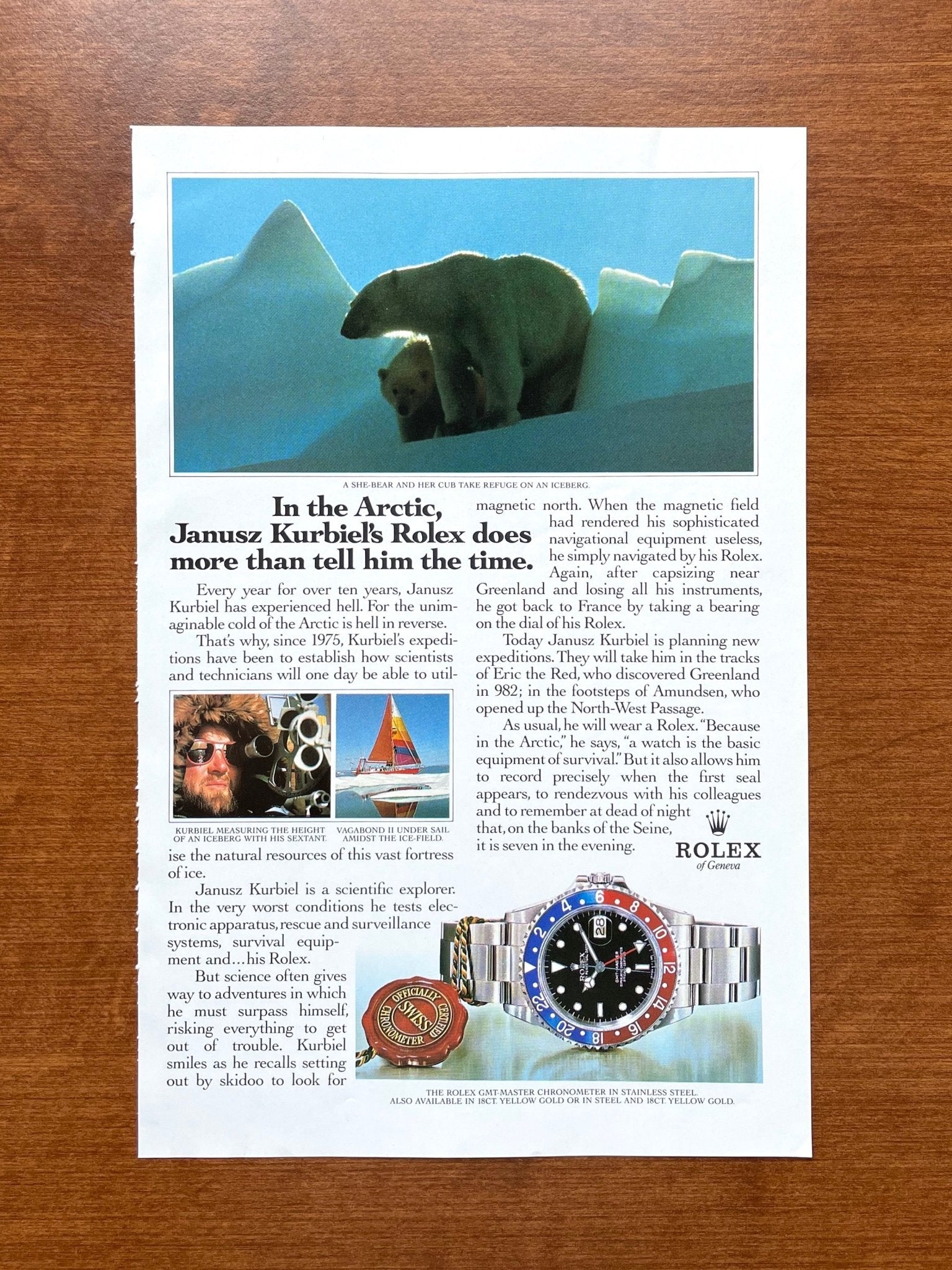 1990 Rolex GMT Master "In the Arctic..." Advertisement