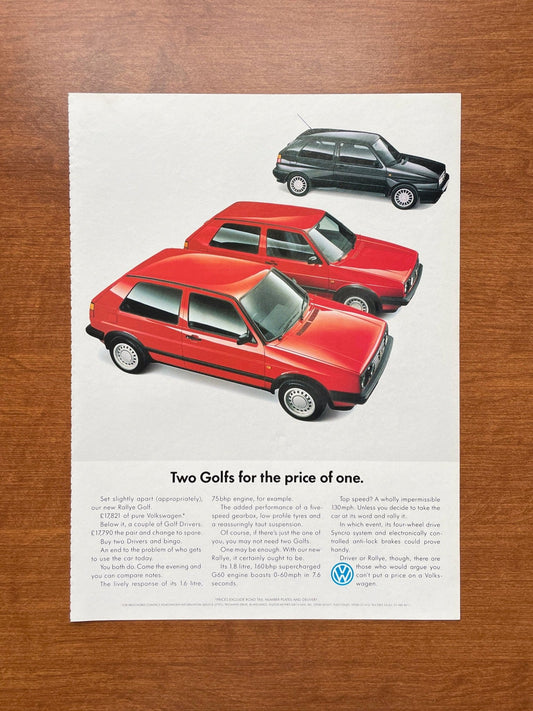1990 Volkswagen VW Rallye Golf and Golf Drivers Advertisement