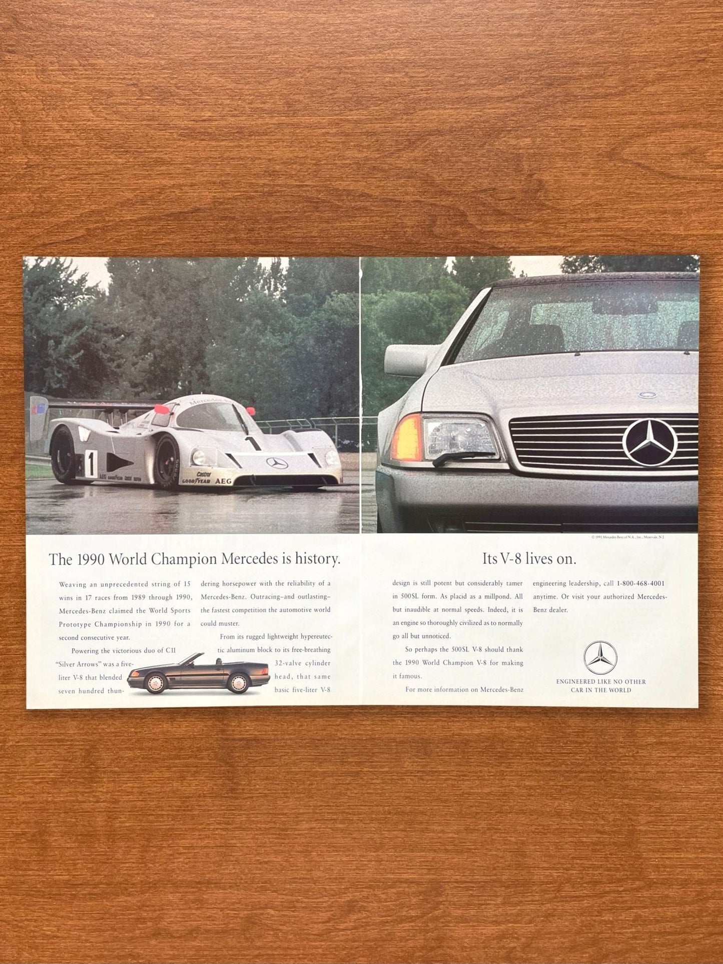 1991 Mercedes Benz Sauber and 500 SL Advertisement
