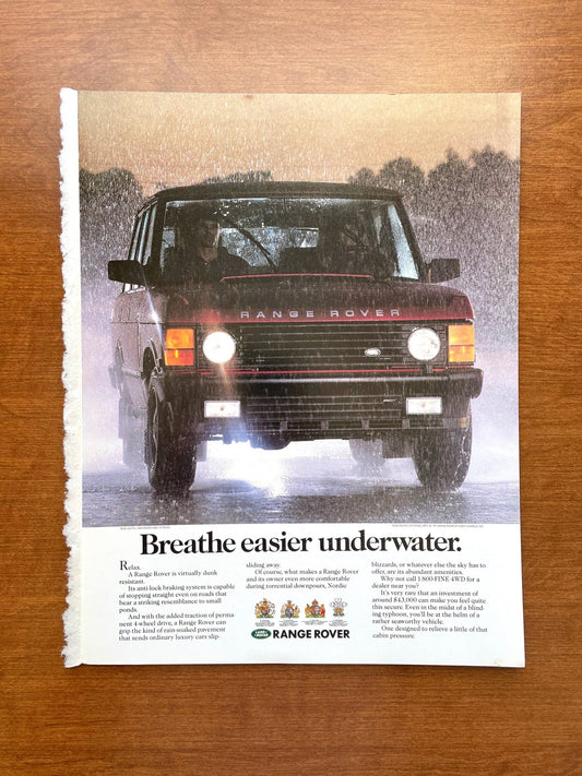 1991 Range Rover "Breathe easier underwater." Advertisement