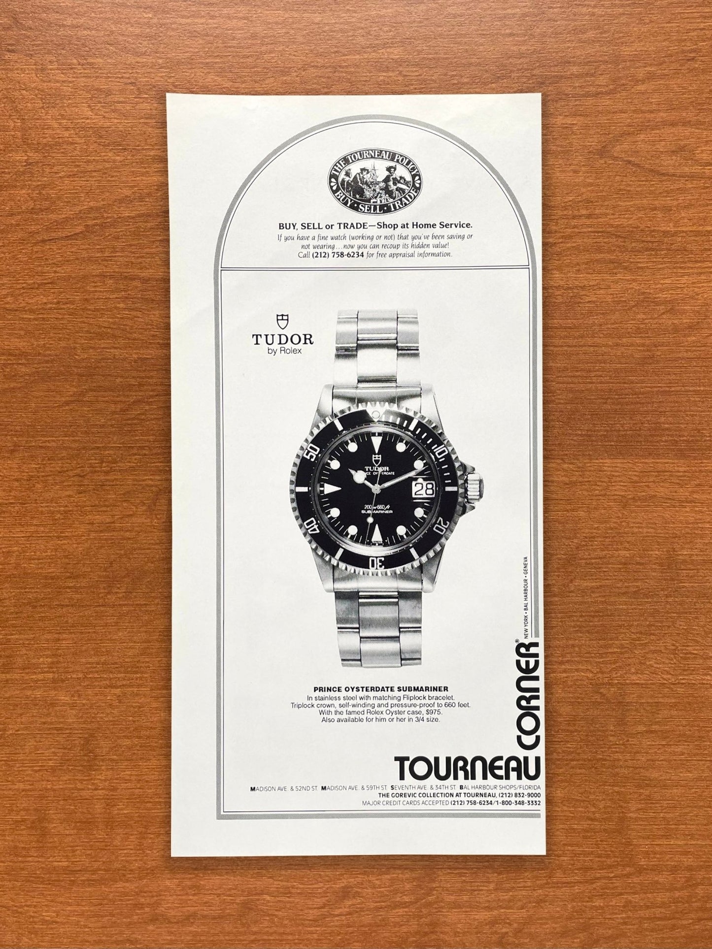 1991 Tudor "Lollipop" Submariner at Tourneau Advertisement