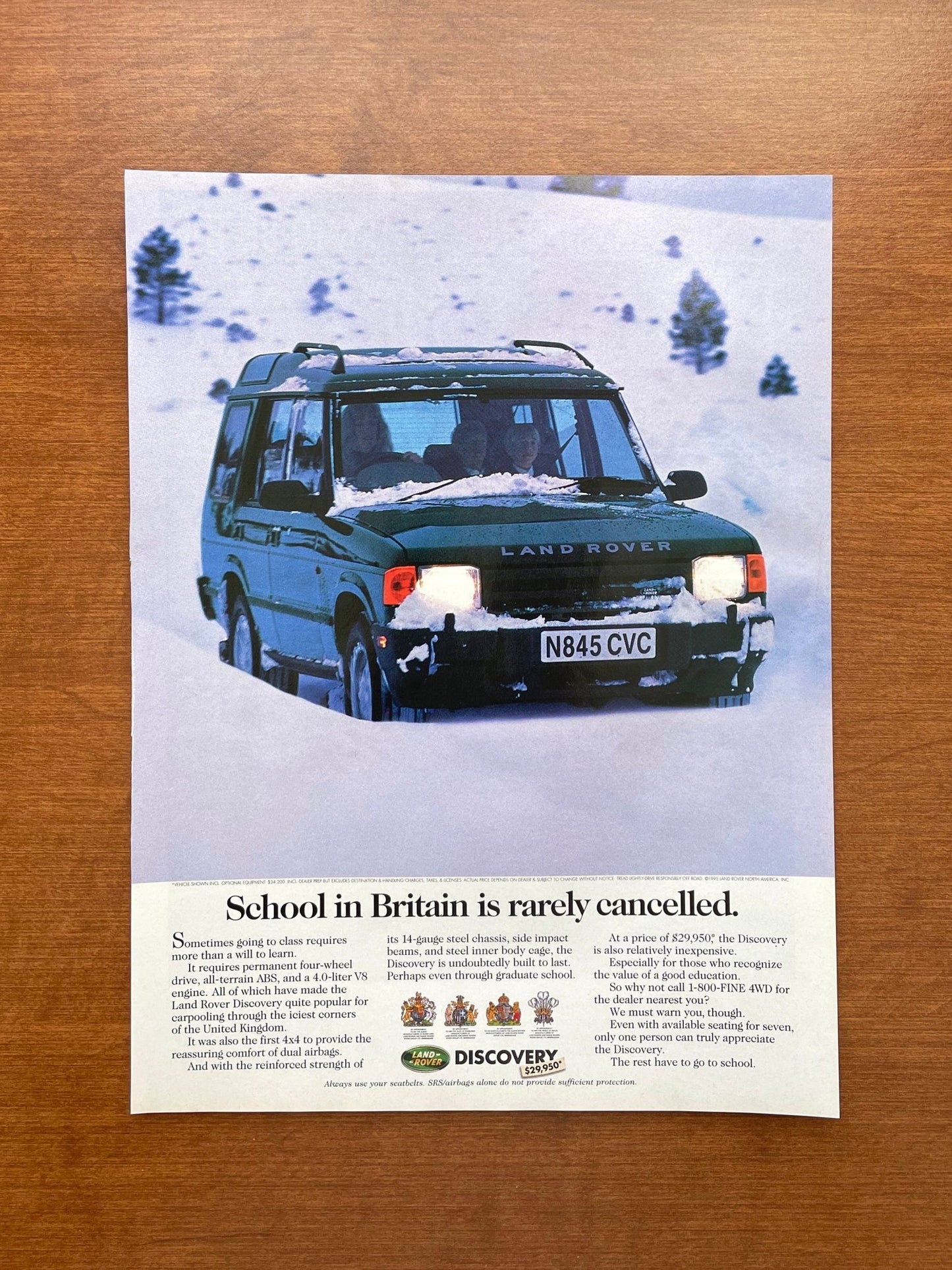 1995 Discovery "School in Britain is rarely cancelled." Advertisement