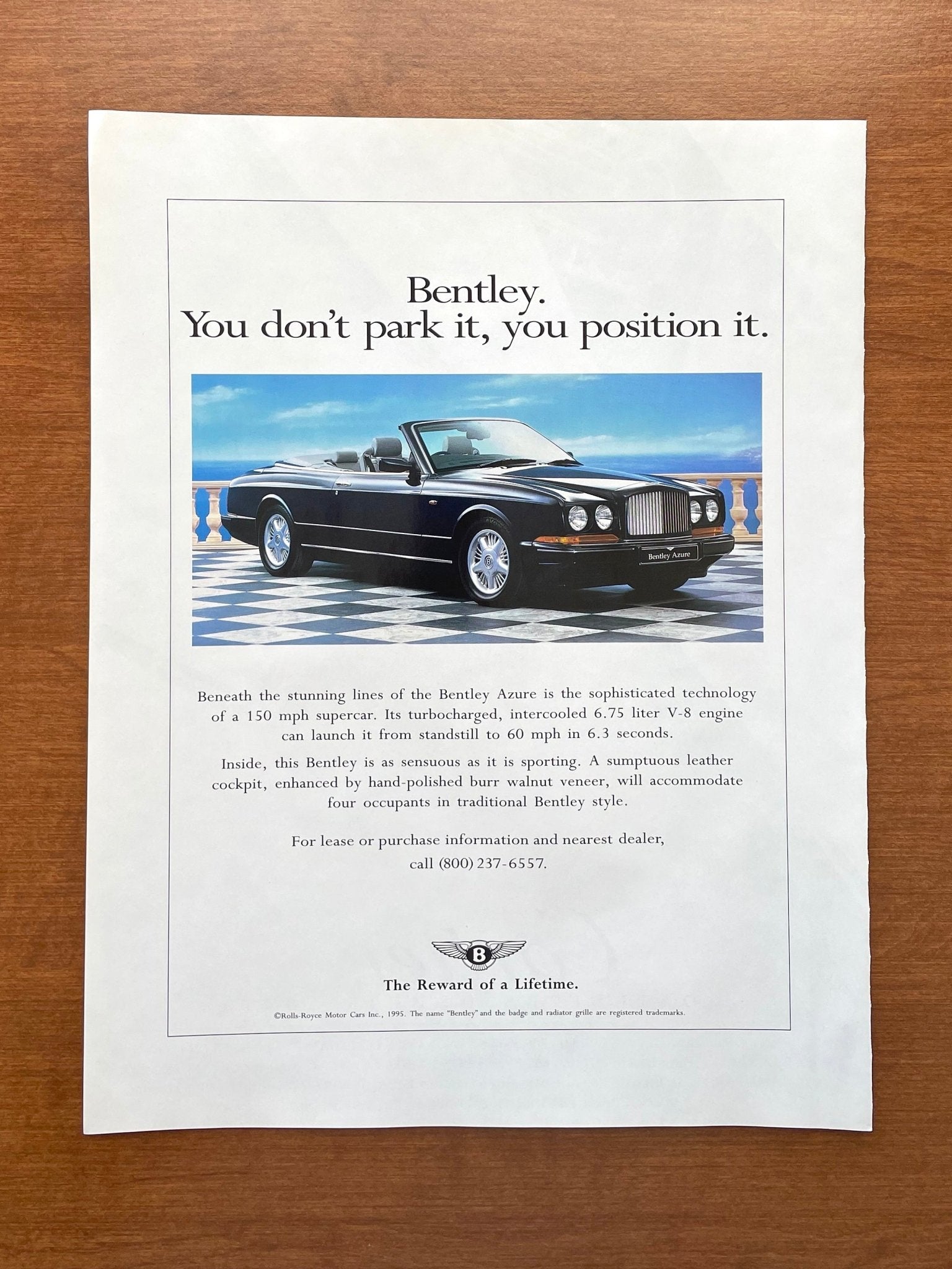 1996 Bentley Azure "you position it." Advertisement