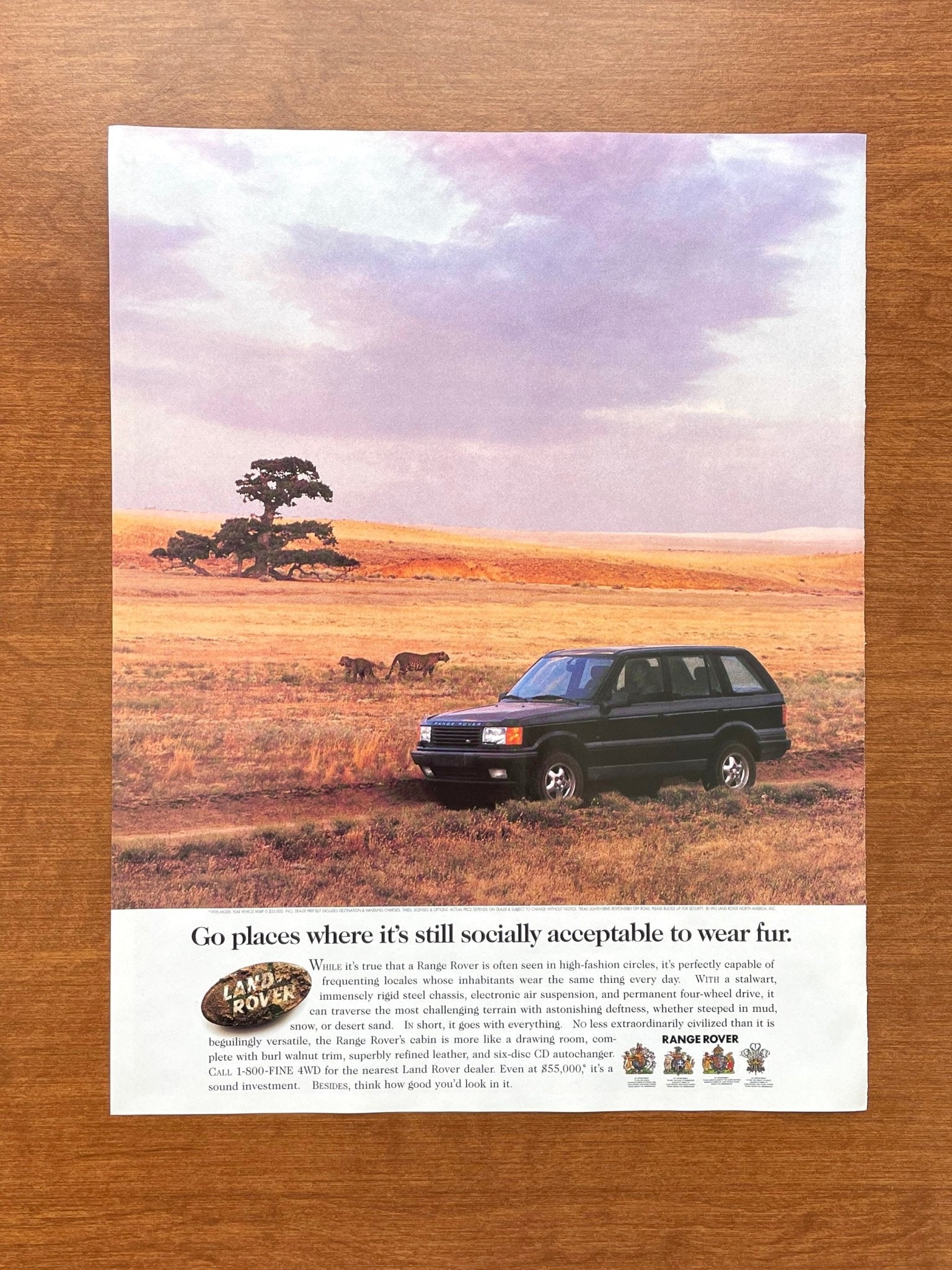 1996 Range Rover "socially acceptable to wear fur." Advertisement