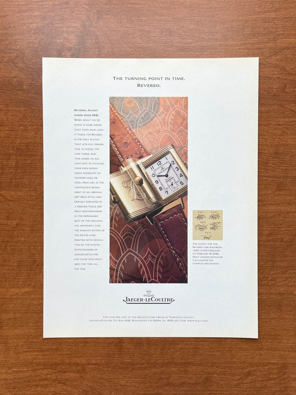 1997 Jaeger LeCoultre Reverso Watch Advertisement | Ad Patina