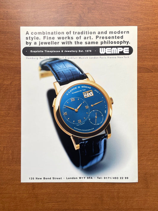 1998 A. Lange & Sohne Lange 1 at WEMPE Advertisement