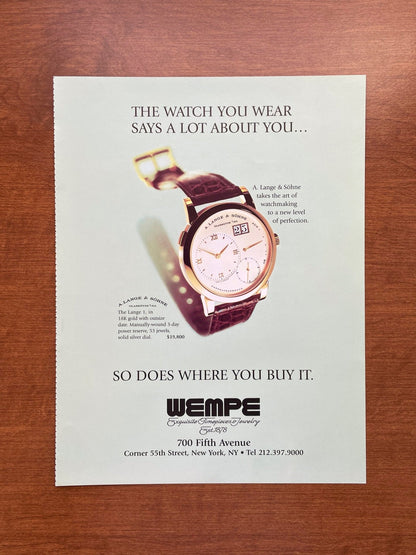 1999 A. Lange & Sohne Lange 1 at WEMPE Advertisement