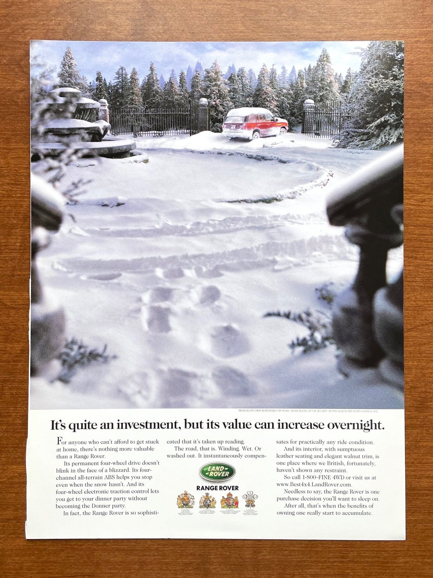 1999 Range Rover "value can increase overnight." Advertisement