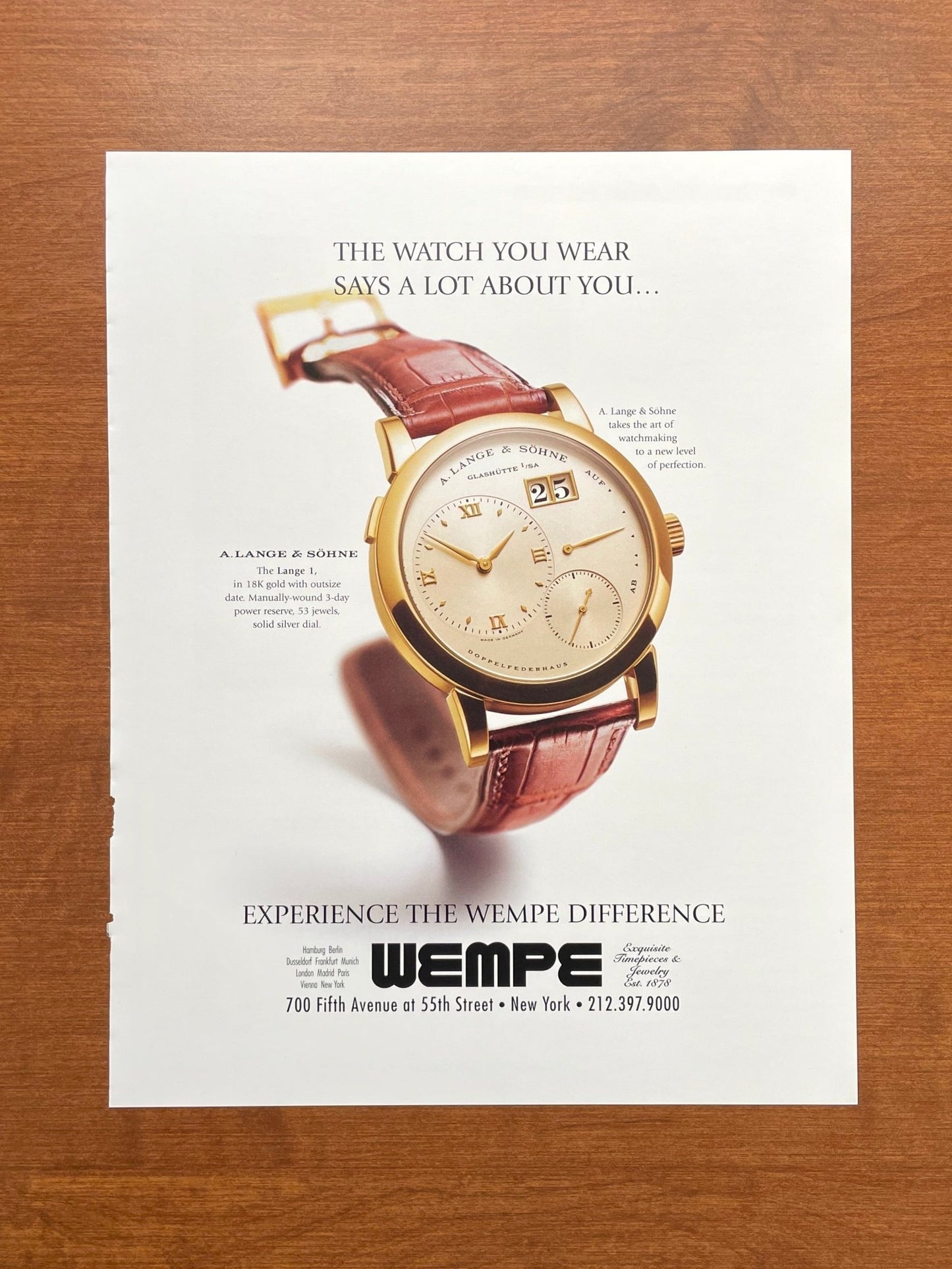 2000 A. Lange & Sohne Lange 1 at WEMPE Advertisement