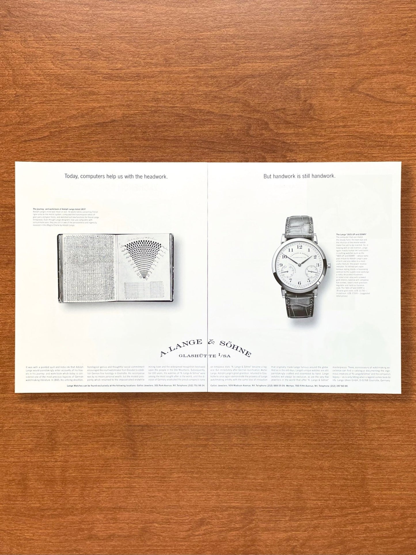 2001 A. Lange & Sohne Lange 1815 Up and Down Advertisement