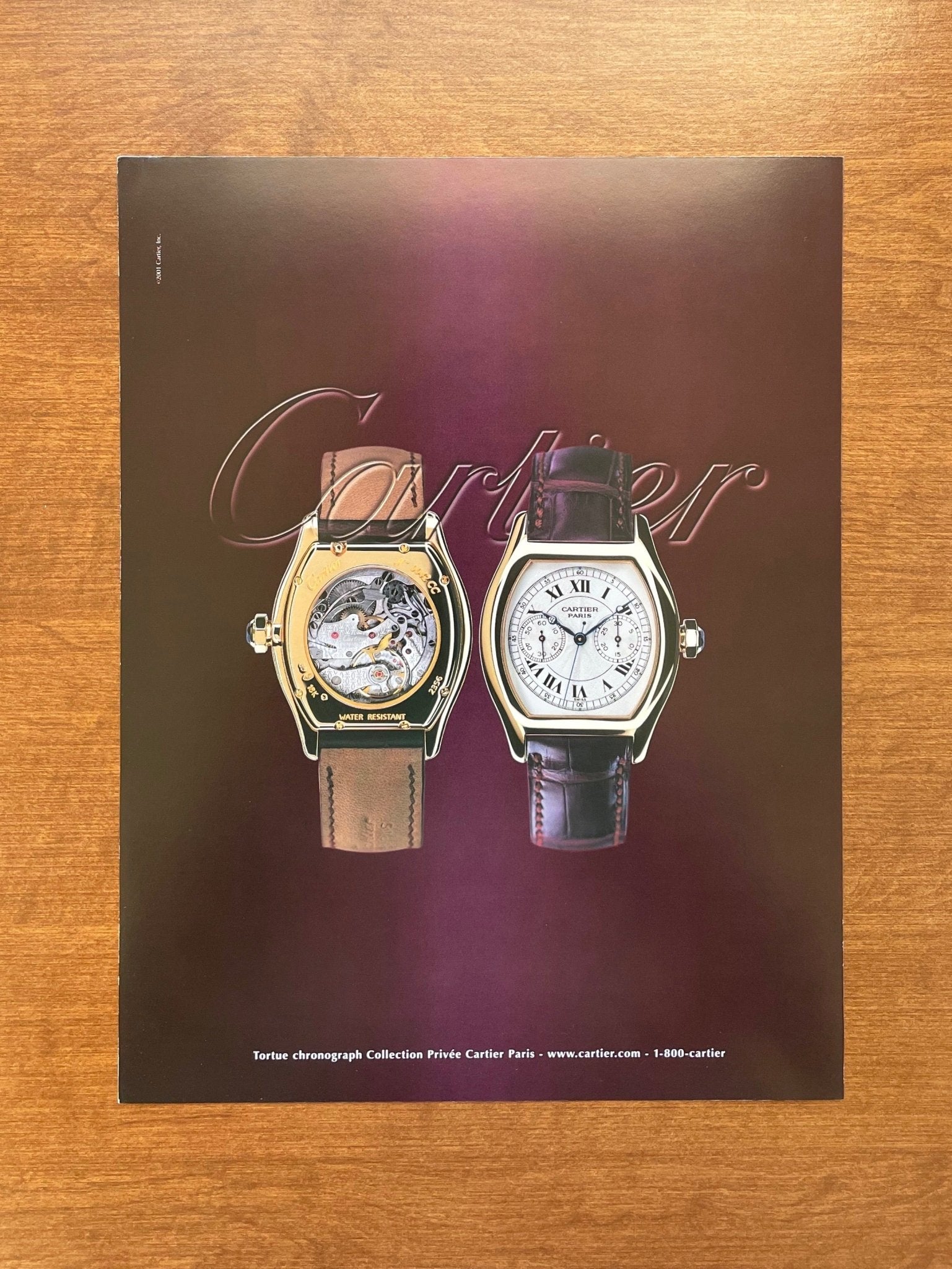 2001 Cartier Tortue Monopoussoir Chronograph Advertisement
