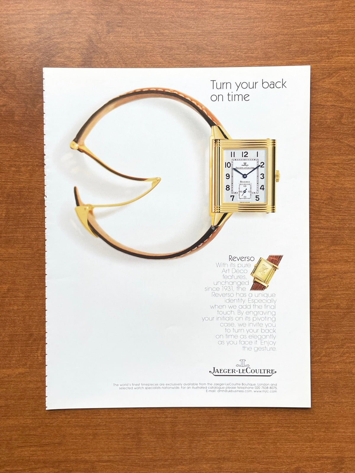 2001 Jaeger LeCoultre Reverso Advertisement | Ad Patina