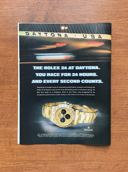 2001 Rolex Daytona Ref. 116528 "Every Second Counts." Advertisement
