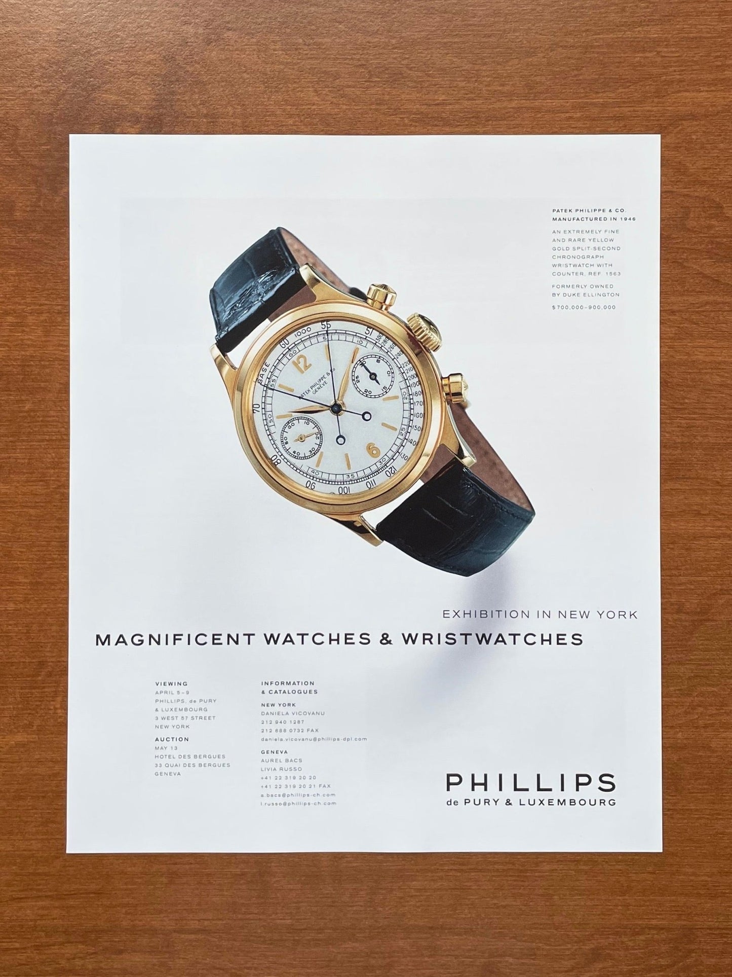 2002 Phillips featuring Duke Ellington's Patek Philippe Ref. 1563 Advertisement