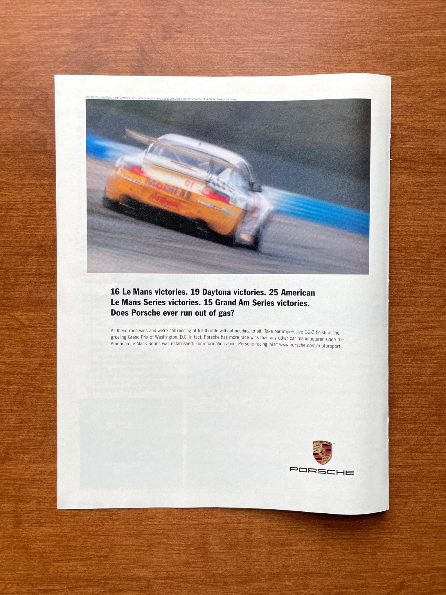 2002 Porsche "victories" Advertisement