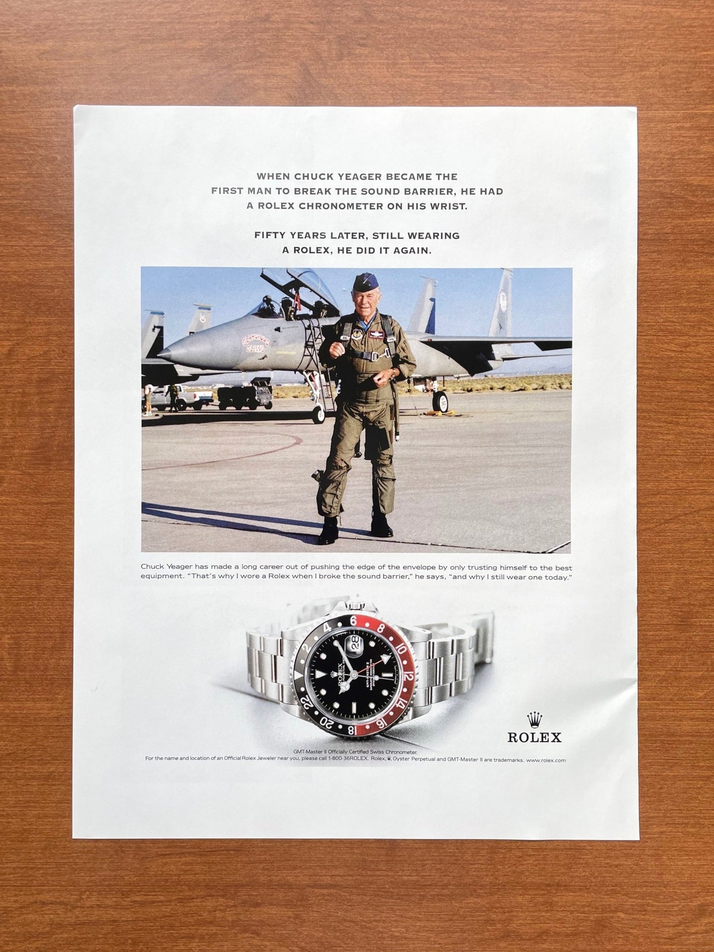 2002 Rolex GMT Master II Ref. 16710 feat. Chuck Yeager Advertisement