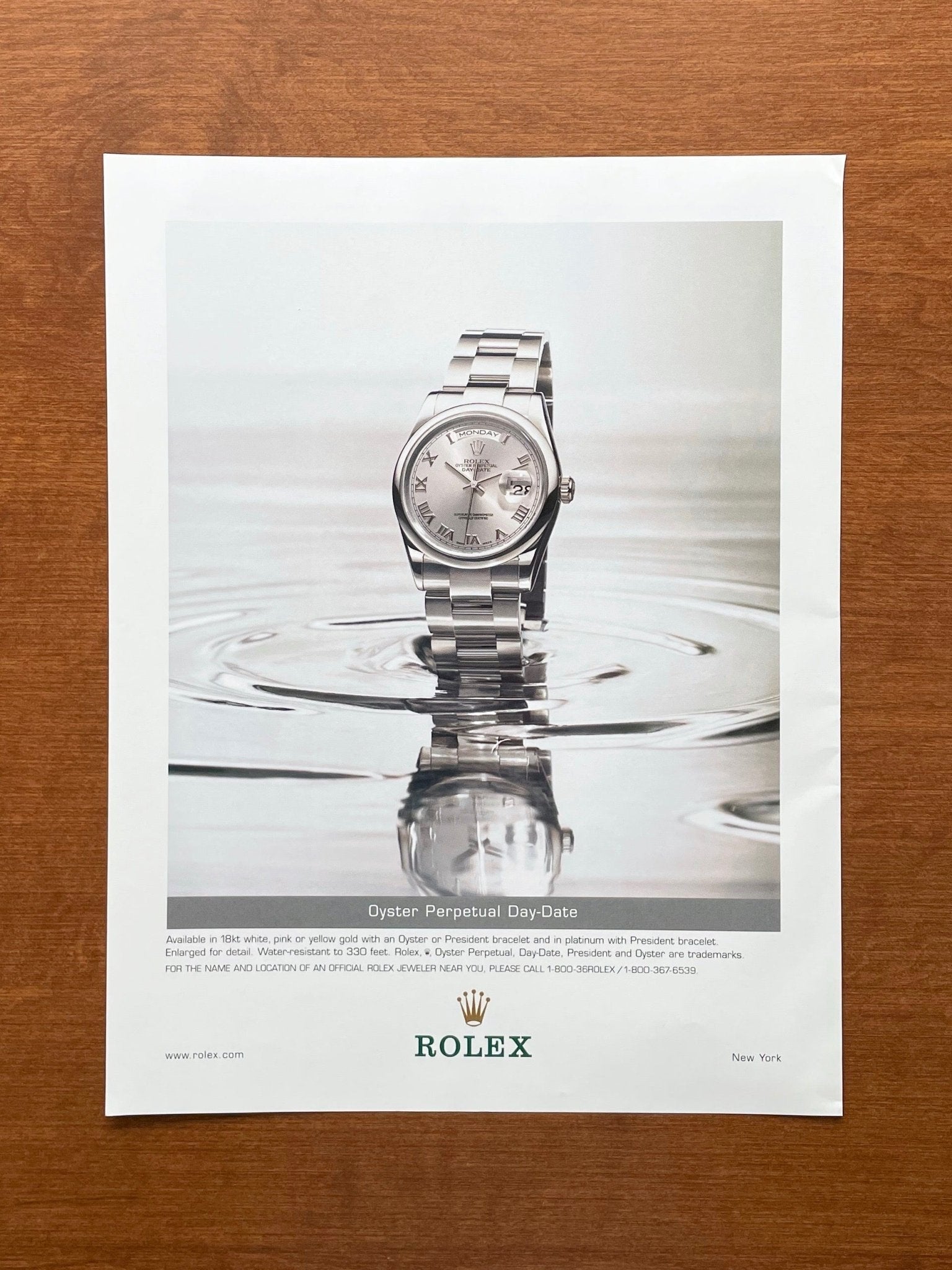 2002 Rolex Platinum Day Date Ref. 118206 Advertisement | Ad Patina
