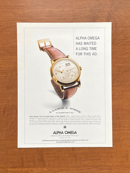 2003 A. Lange & Sohne Lange 1 at Alpha Omega Advertisement