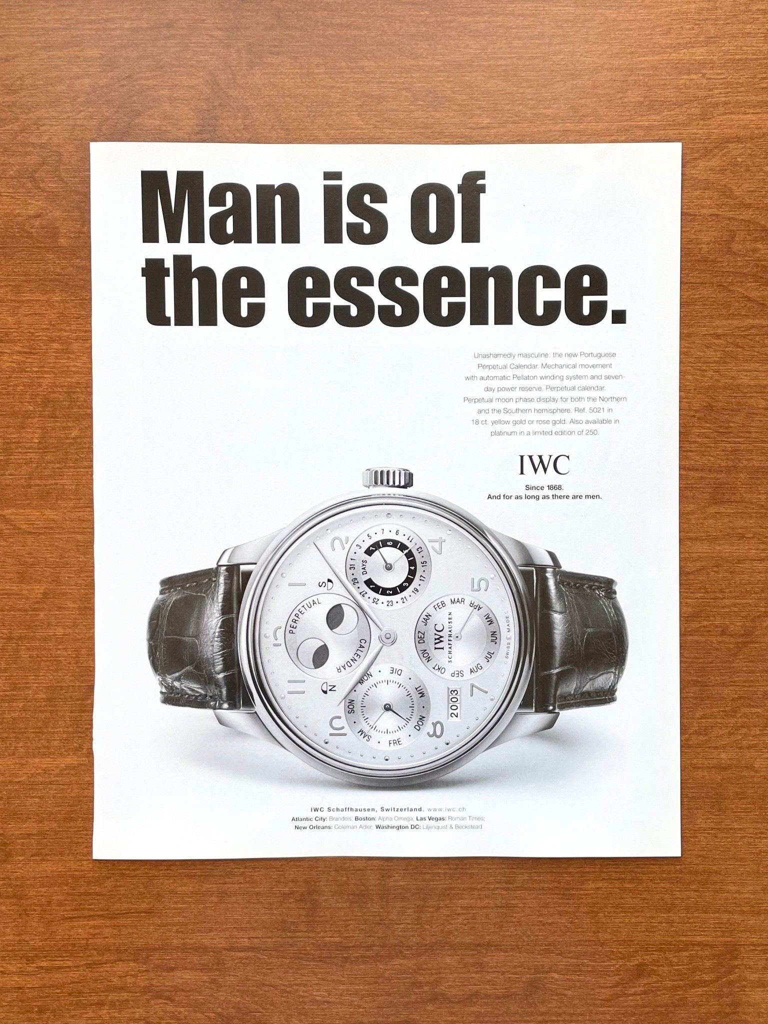 2003 IWC Portuguese Perpetual Calendar Ref. 5021 Advertisement