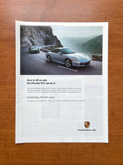2003 Porsche 911 Carrera "Zero to 40..." Advertisement