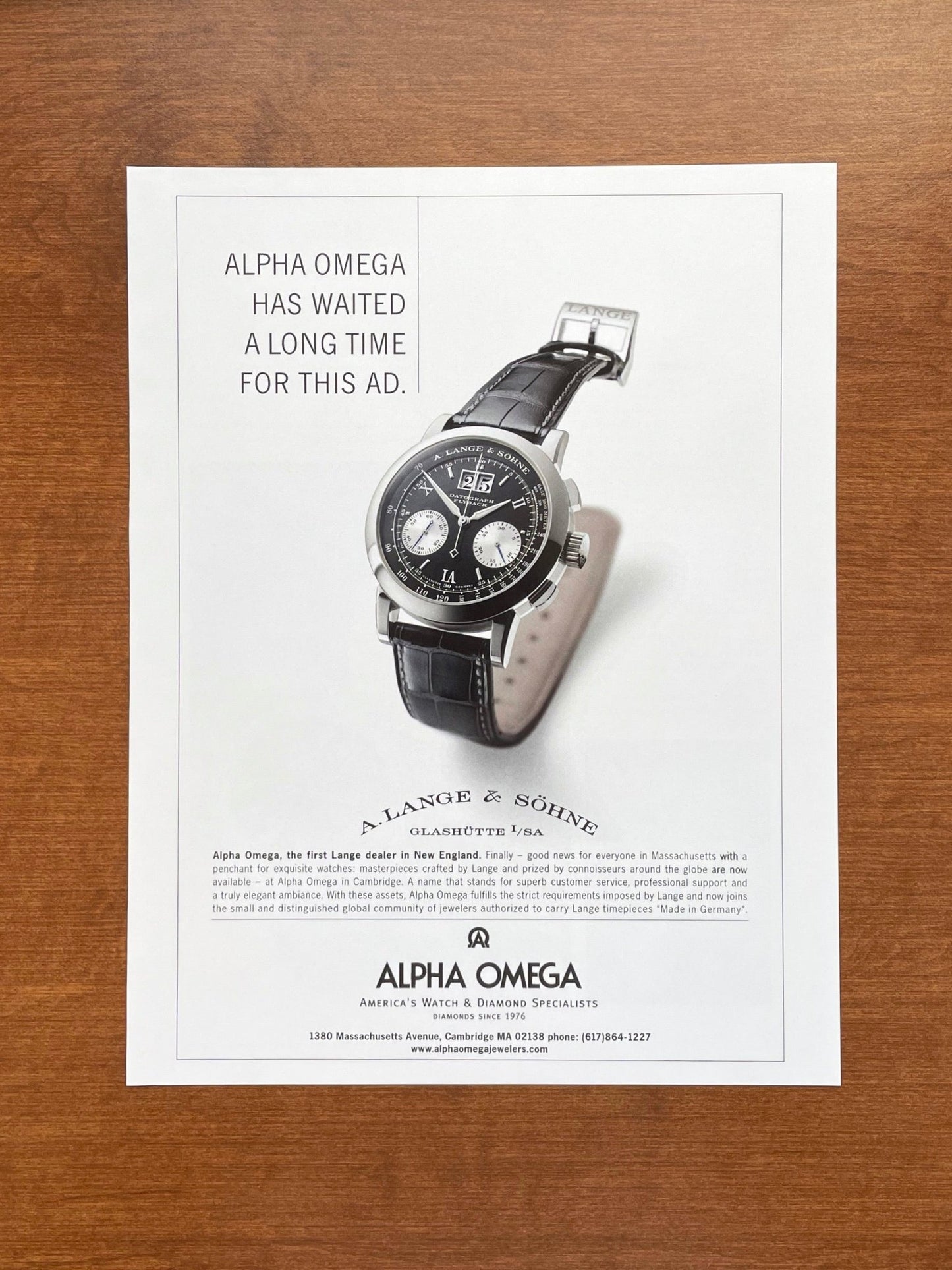 2004 A. Lange & Sohne Datograph at Alpha Omega Advertisement
