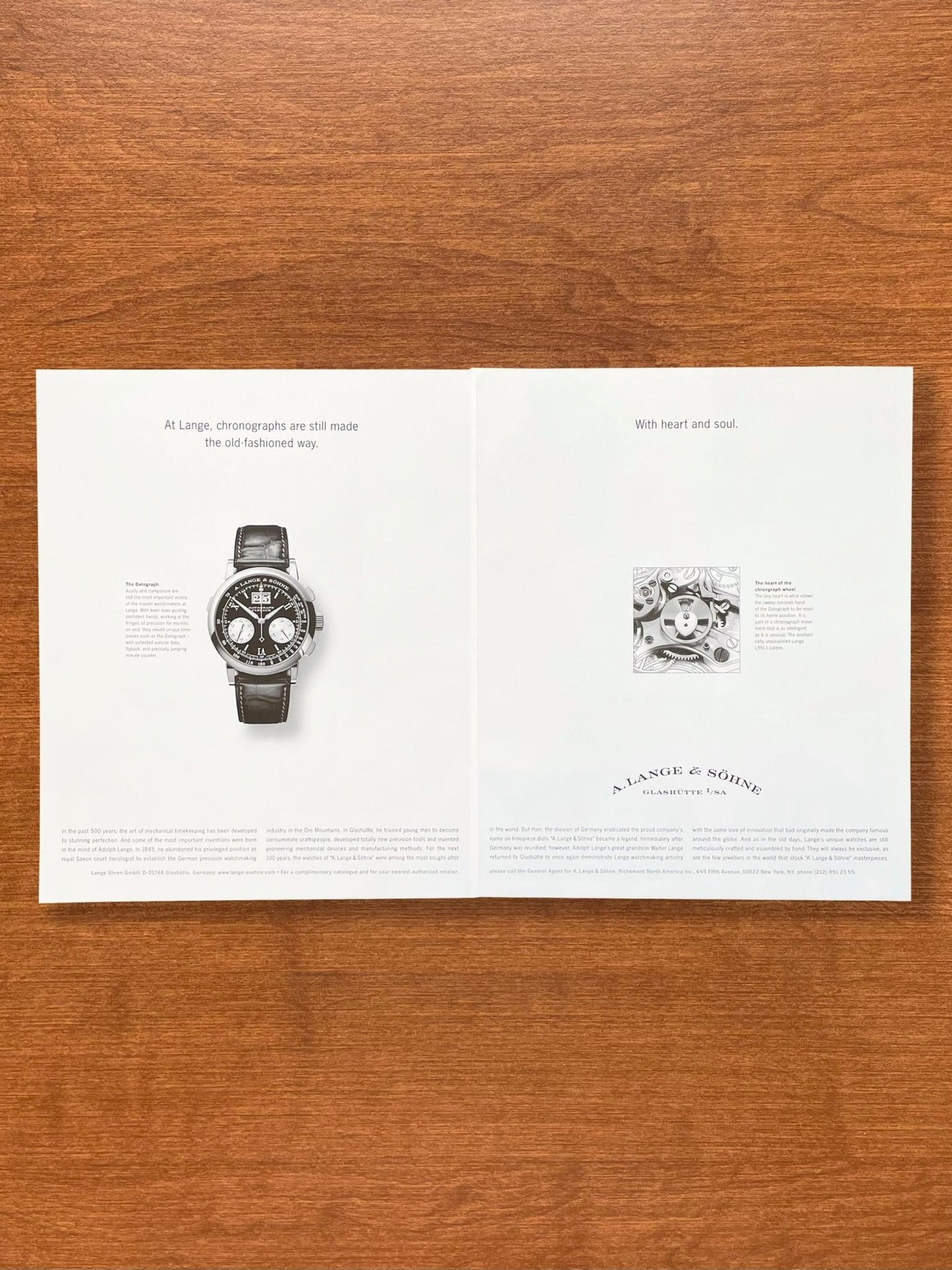 2005 A. Lange & Sohne Datograph "With heart and soul." Advertisement