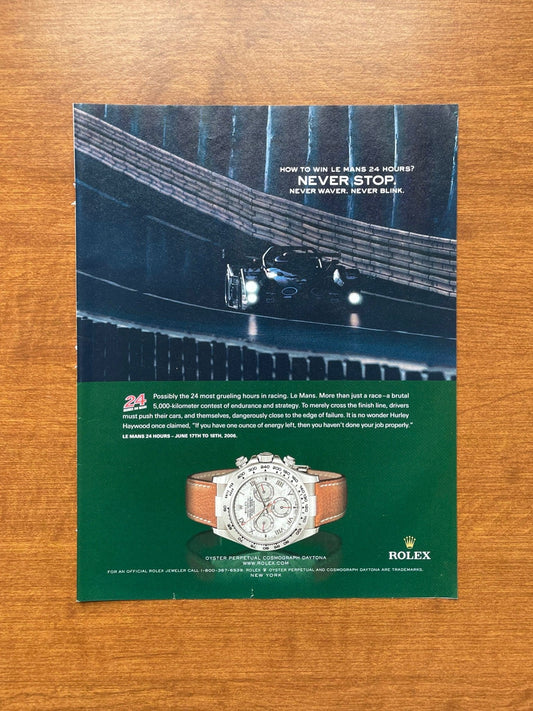 2006 Rolex Daytona Ref. 116519 "Never Stop." Advertisement