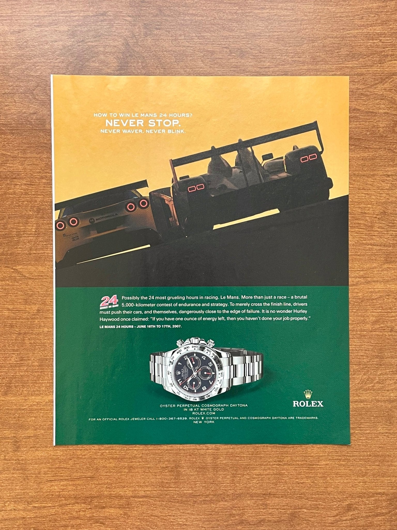 2007 Rolex Daytona Ref. 116509 "Le Mans 24 Hours" Advertisement