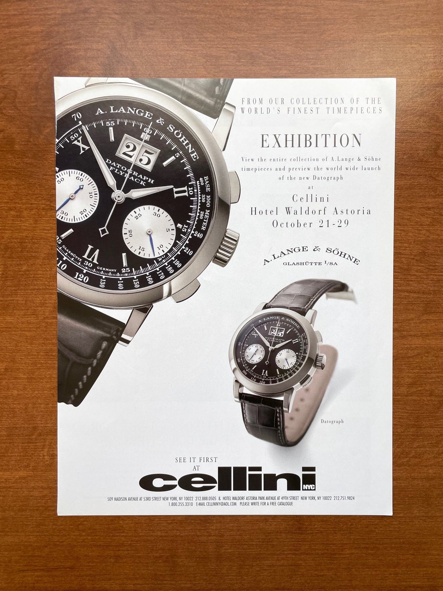 A. Lange & Sohne Datograph at Cellini Advertisement