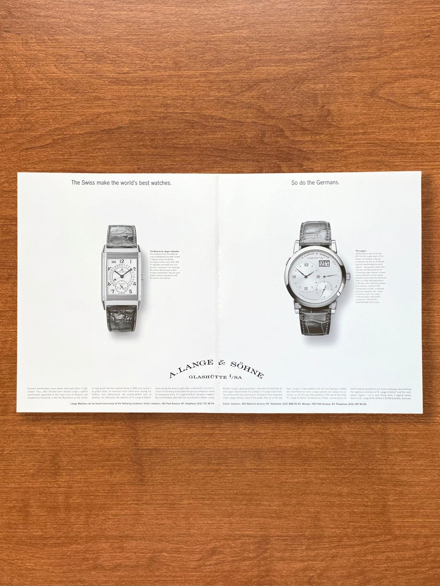 A. Lange & Sohne Lange 1 with Reverso Advertisement