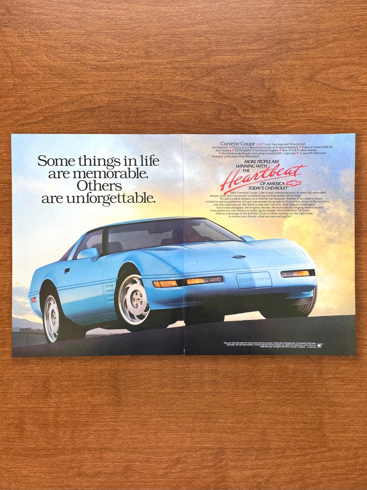 Chevrolet Corvette "unforgettable." Advertisement