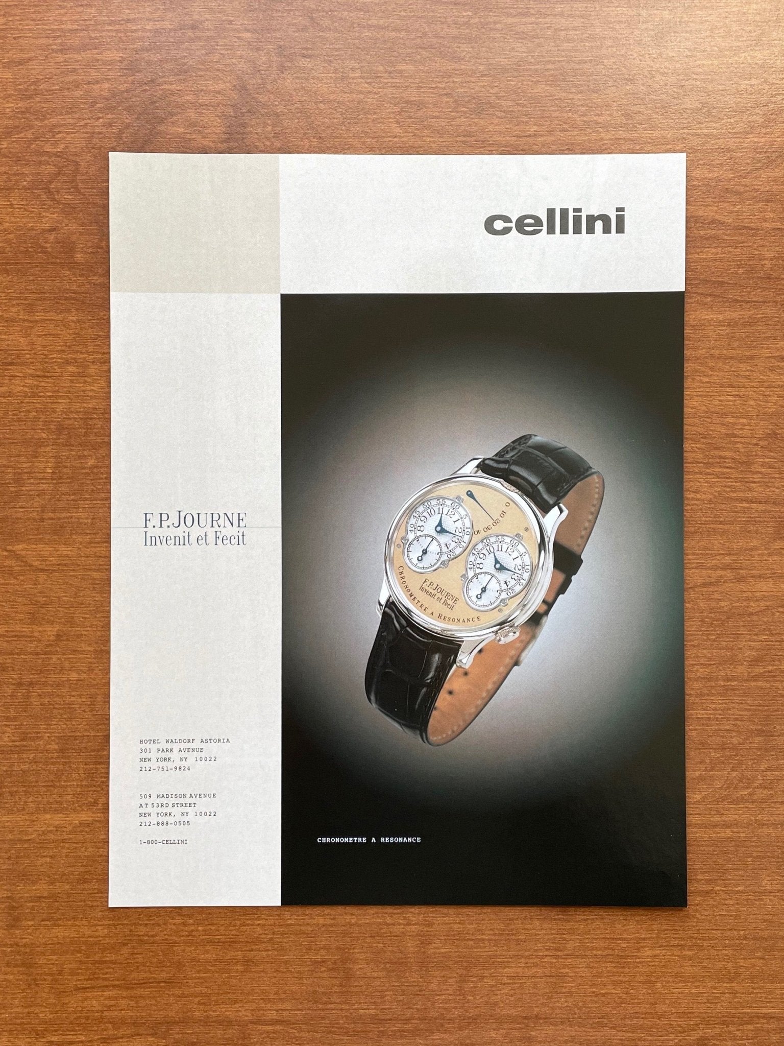 F.P. Journe Chronometre A Resonance at Cellini Advertisement