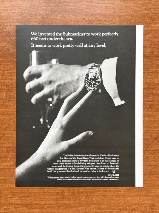 Original Page Reprint of 1966 Rolex Submariner Ad Advertisement