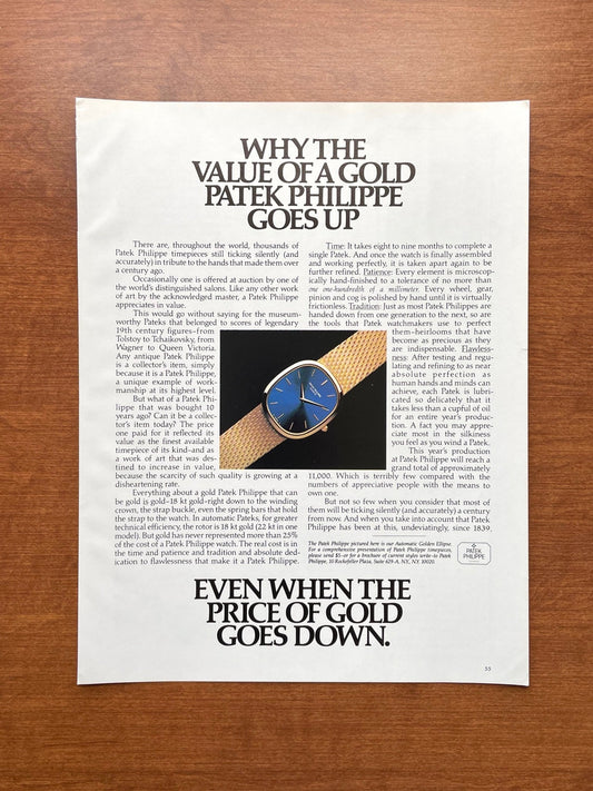 Patek Philippe Ellipse "Value Goes Up... Price of Gold Goes Down." Advertisement