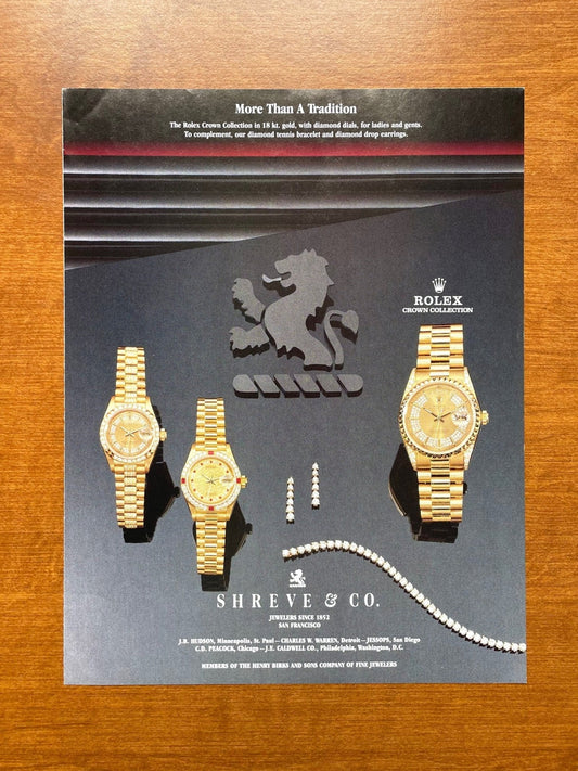 Rolex Crown Collection at Shreve & Co. w/ Day Date Advertisement