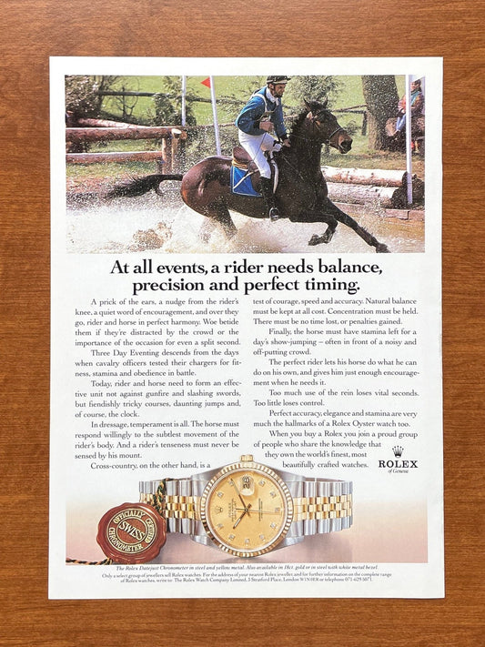 Rolex Datejust Ref. 16233 "a rider needs..." Advertisement